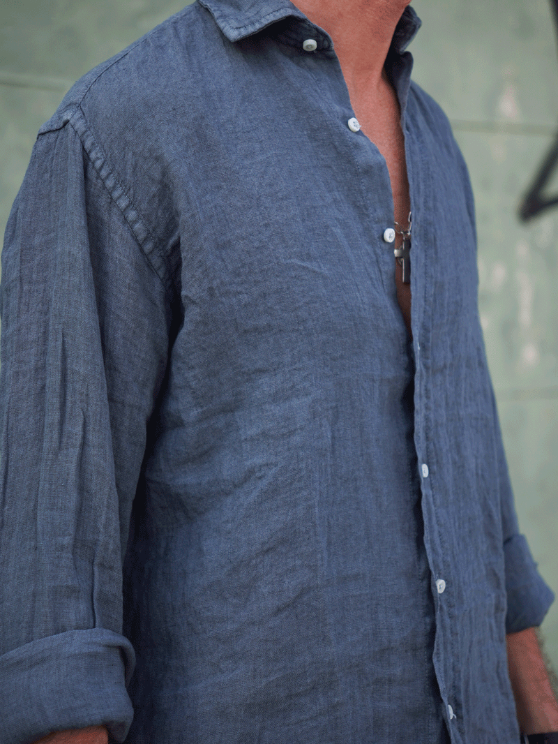 CAMISA DE LINO GRIS PLOMO