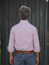 CAMISA ALGODÓN RAYAS ROSAS - CUELLO BOTÓN