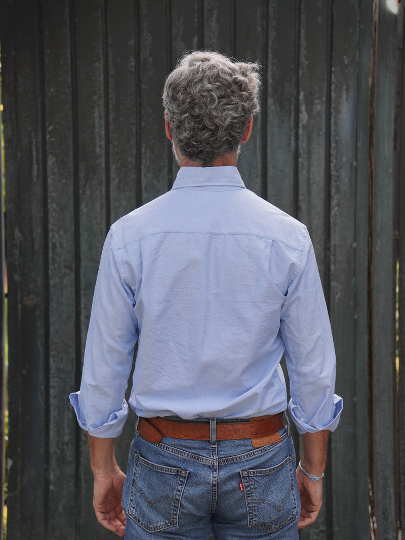 CAMISA ALGODÓN AZUL - CUELLO BOTÓN